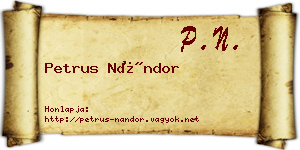 Petrus Nándor névjegykártya